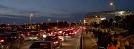 Concert traffic leaving a venue parking lot